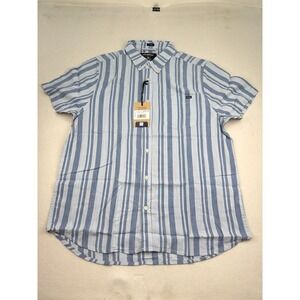 Chubbies Mens Striped Up & Down Resort Weave Friday Shirt Blue Large 603253-104